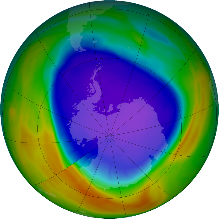 Antarctic ozone map for 26 September 2005